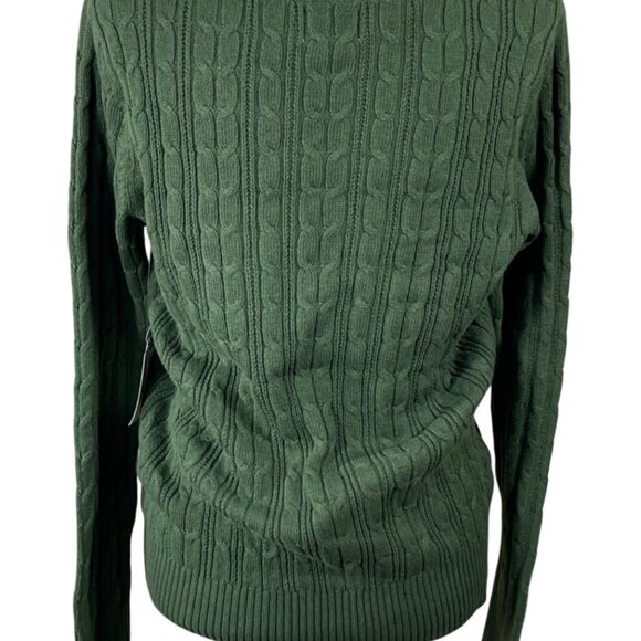 New St. John's Bay Sweater Green Cable Knit Size L Large Crew Neck Woment - Picture 3 of 6